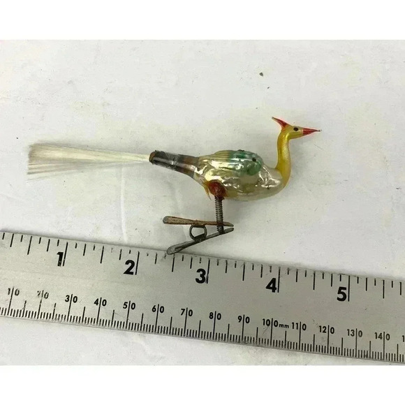 Antique German Blown Glass Clip on Birds with Tails Christmas Ornaments VTG - Picture 6 of 16